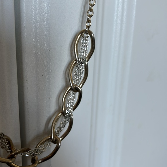 Monet gold and silver chain link strand necklace short - Picture 3 of 4